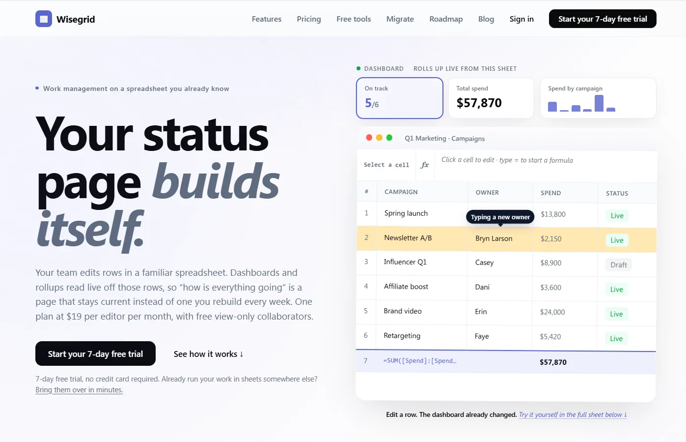 Wisegrid screenshot