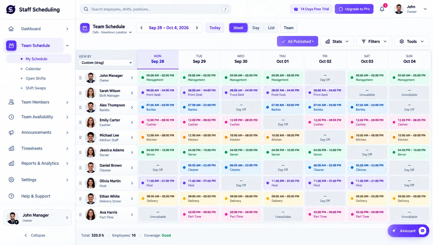 Staff Scheduling screenshot